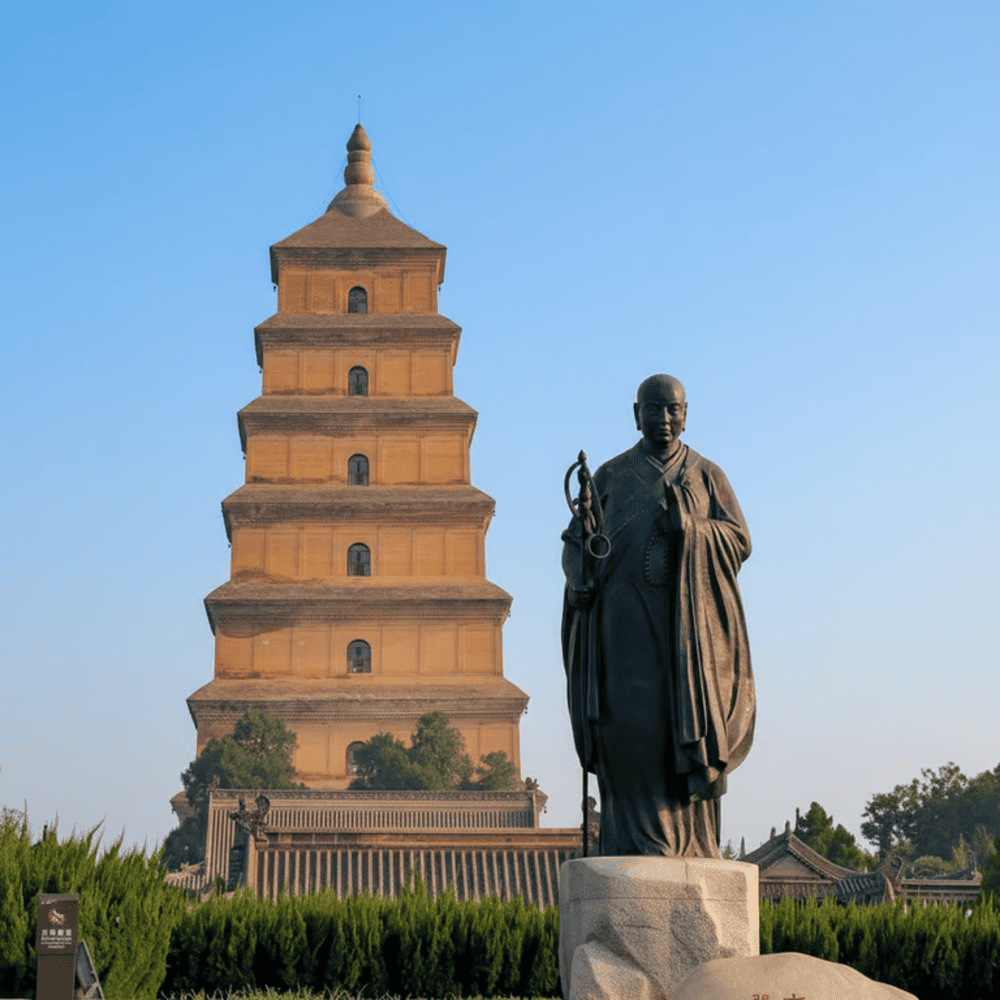 The Big Wild Goose Pagoda is the place to display the Buddhist scriptures that Xuanzang brought from India